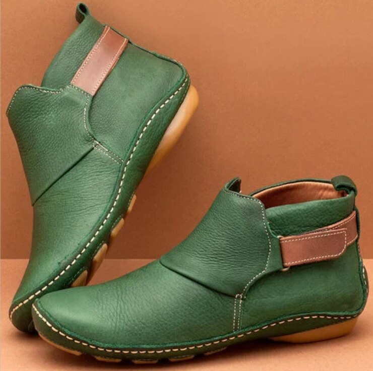 Botines de cuero sintético para mujer