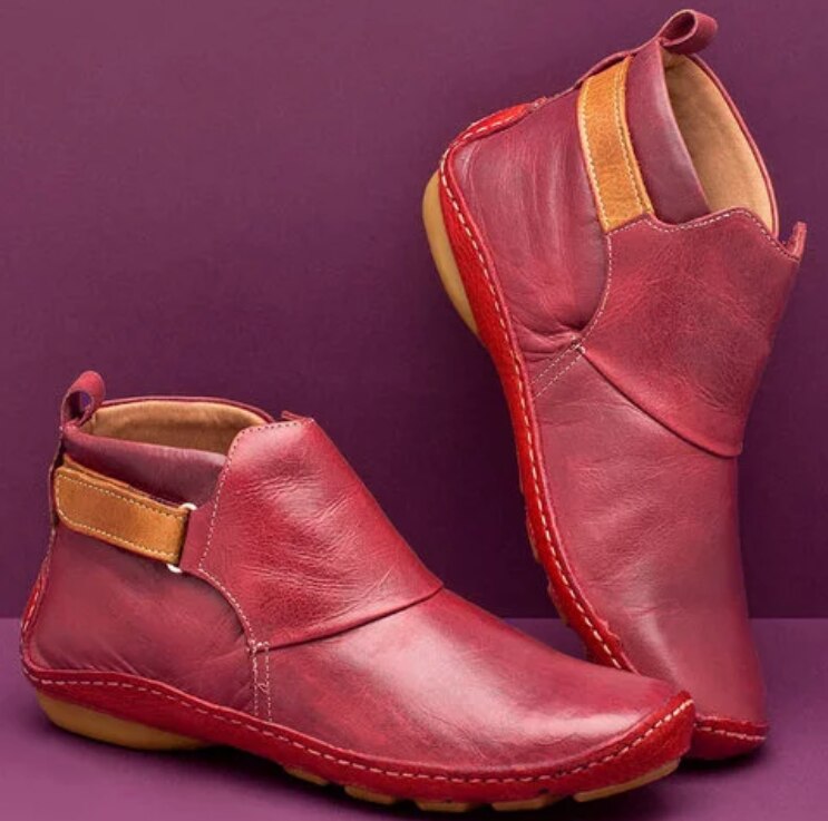 Botines de cuero sintético para mujer