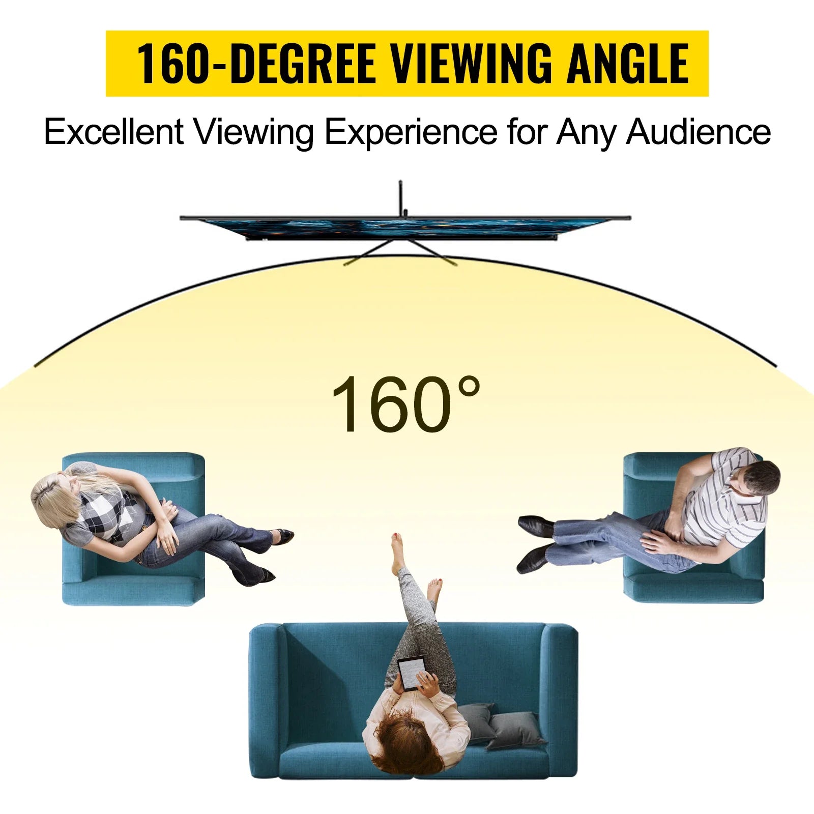 SucceBuy 60 70 80 90 100 110 in Tripod Projector Screen W/ Stand 16:9 4K HD Portable Home Cinema for Indoor & Outdoor Projection VestraGear