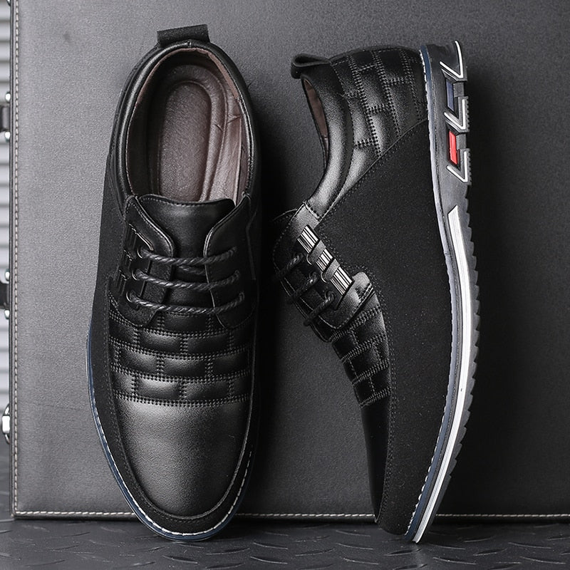 Heren schoenen – nette lederlook veterschoenen met demping en gripzool