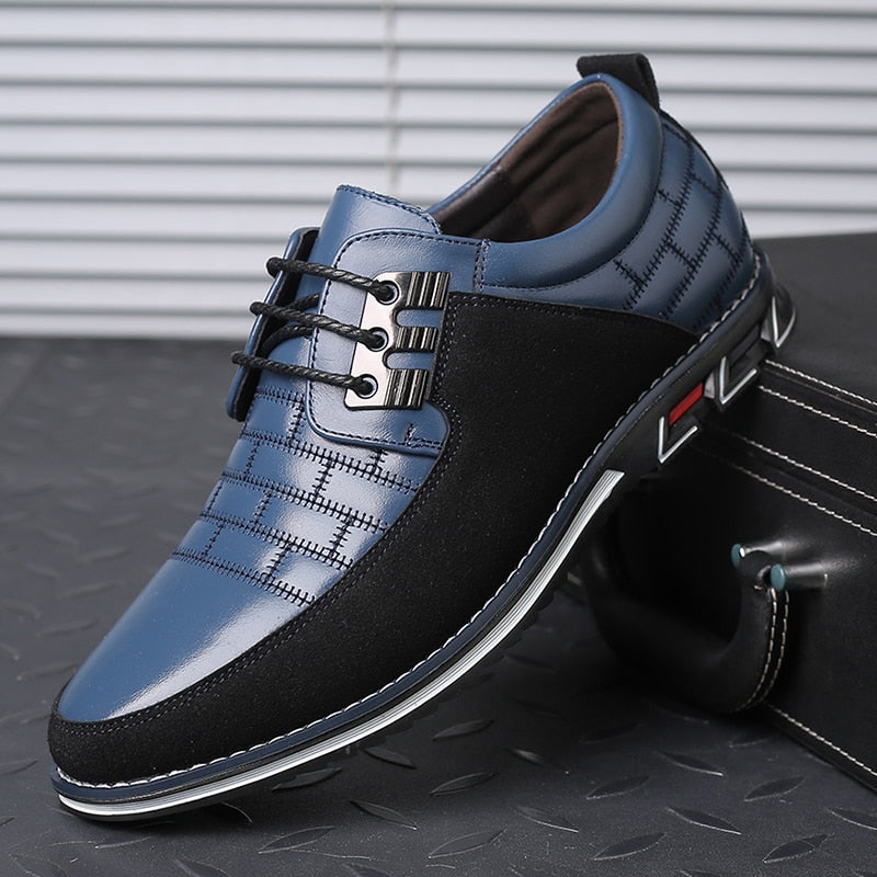 Heren schoenen – nette lederlook veterschoenen met demping en gripzool