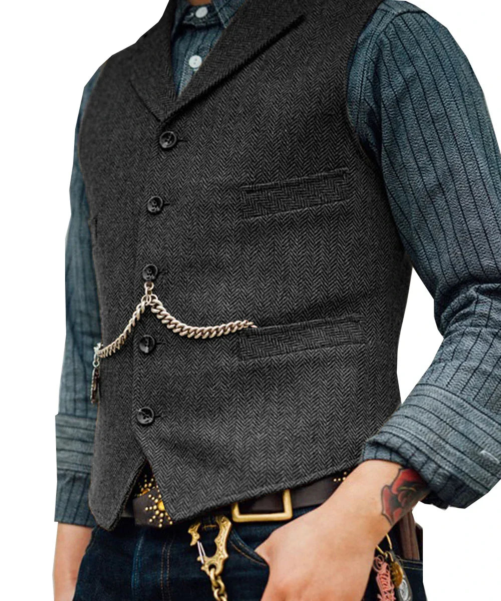 Revalki Hortu – Traditional Slim-Fit Waistcoat made of Tweed for Men
