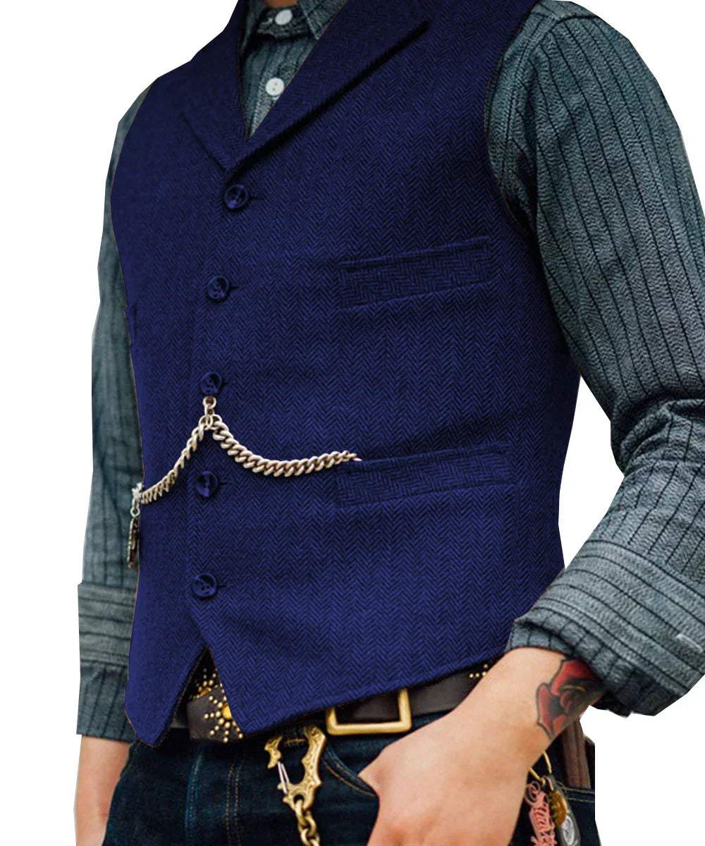 Revalki Hortu – Traditional Slim-Fit Waistcoat made of Tweed for Men