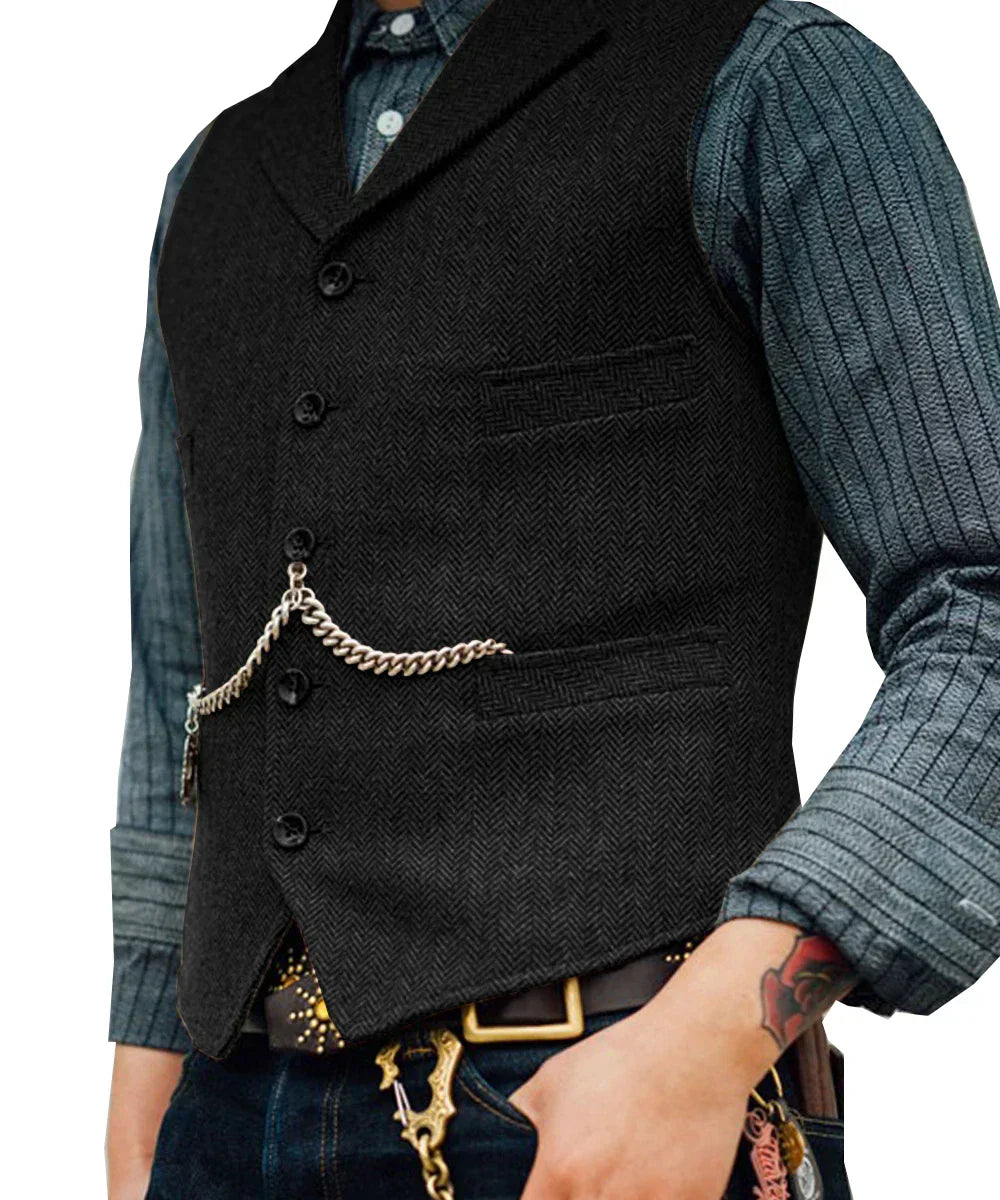 Revalki Hortu – Traditional Slim-Fit Waistcoat made of Tweed for Men