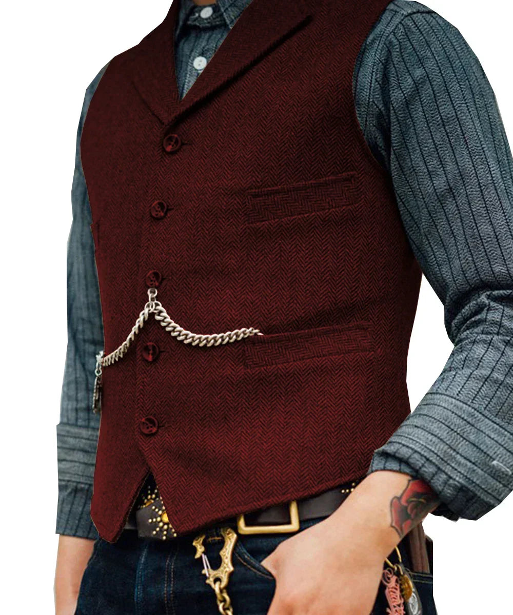 Revalki Hortu – Traditional Slim-Fit Waistcoat made of Tweed for Men