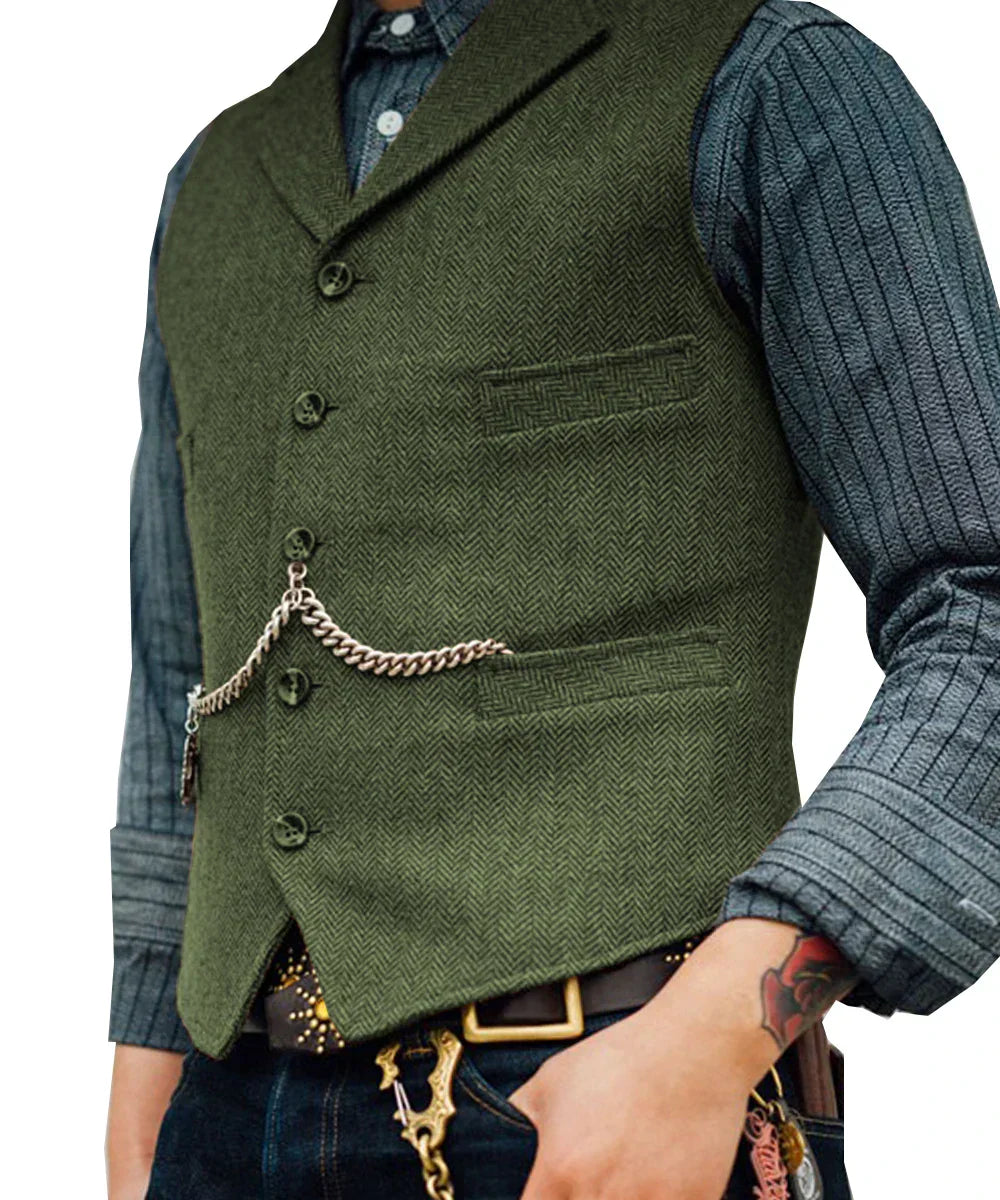 Revalki Hortu – Traditional Slim-Fit Waistcoat made of Tweed for Men