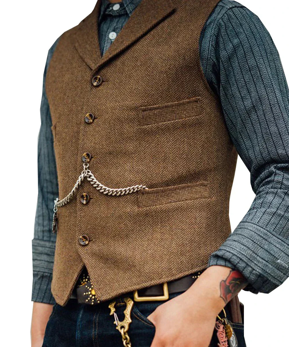 Revalki Hortu – Traditional Slim-Fit Waistcoat made of Tweed for Men