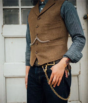 Revalki Hortu – Traditional Slim-Fit Waistcoat made of Tweed for Men