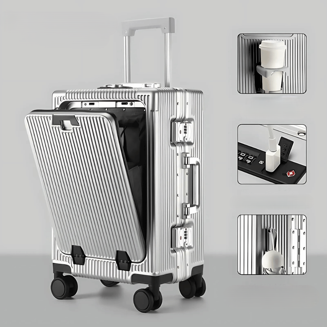 Handbagage Koffer 55x35x25 cm met Laptopvak, TSA-slot en USB-poorten 0