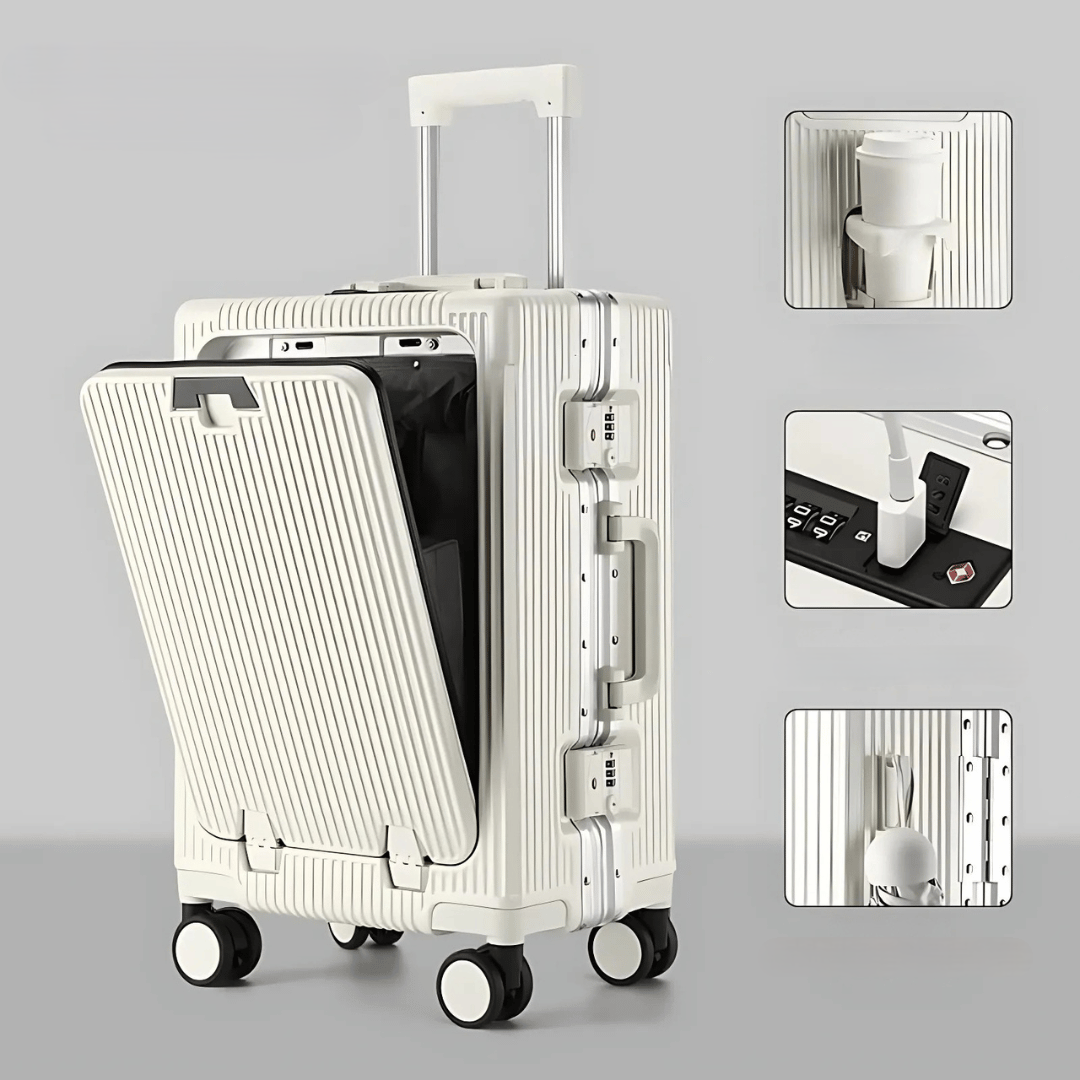 Handbagage Koffer 55x35x25 cm met Laptopvak, TSA-slot en USB-poorten 10