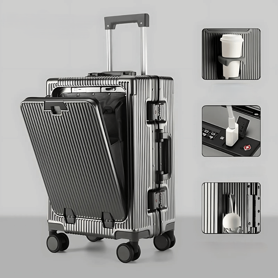 Handbagage Koffer 55x35x25 cm met Laptopvak, TSA-slot en USB-poorten 11