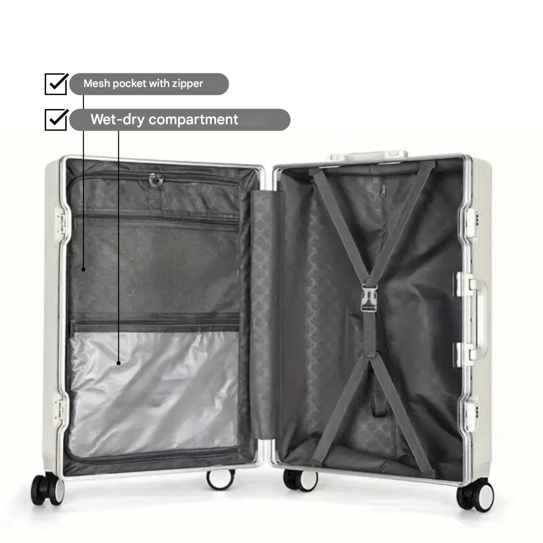Handbagage Koffer 55x35x25 cm met Laptopvak, TSA-slot en USB-poorten 6