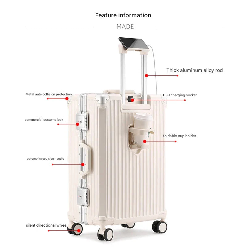 Hardcase Reiskoffer Met TSA-slot, Aluminium Frame En 360° Wielen Voor Comfortabel Reizen 7