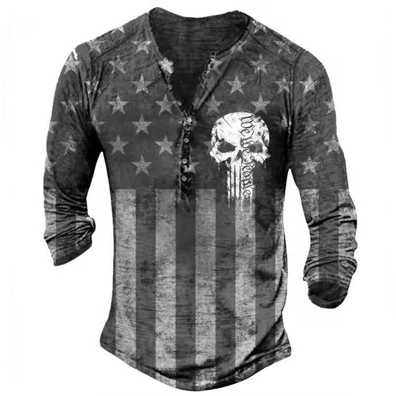Retro Totenkopf Langarmshirt  