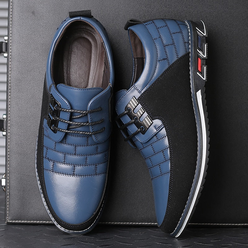 Heren schoenen – nette lederlook veterschoenen met demping en gripzool
