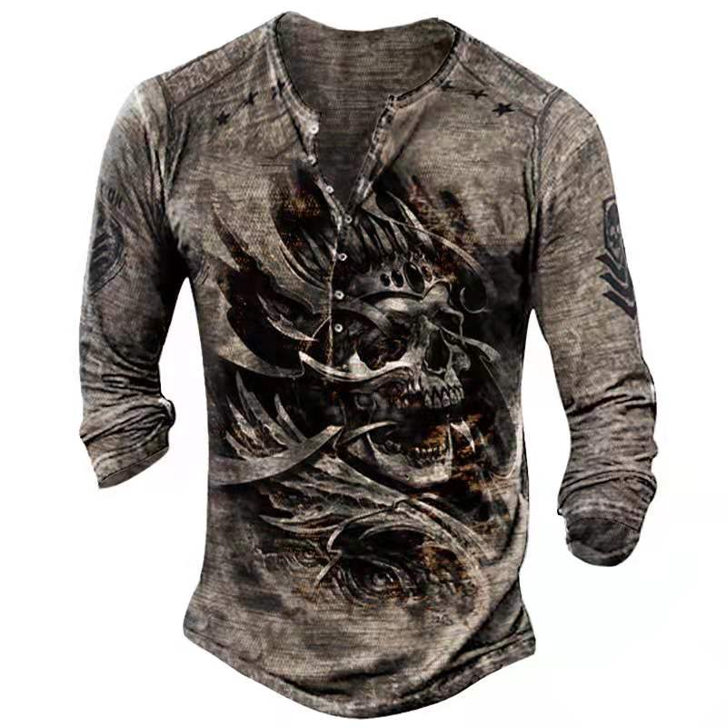 Retro Totenkopf Langarmshirt  