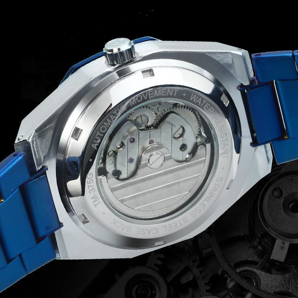 Revalki Reloj Automático Skeleton - Correa de Acero Inoxidable con Movimiento Mecánico Visible