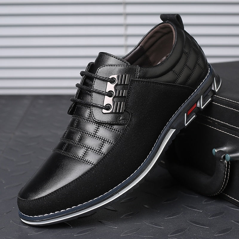 Heren schoenen – nette lederlook veterschoenen met demping en gripzool