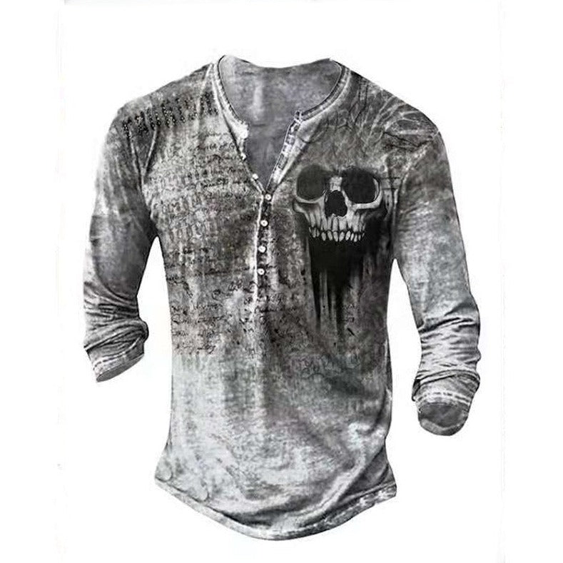 Retro Totenkopf Langarmshirt  
