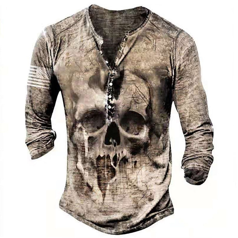 Retro Totenkopf Langarmshirt  