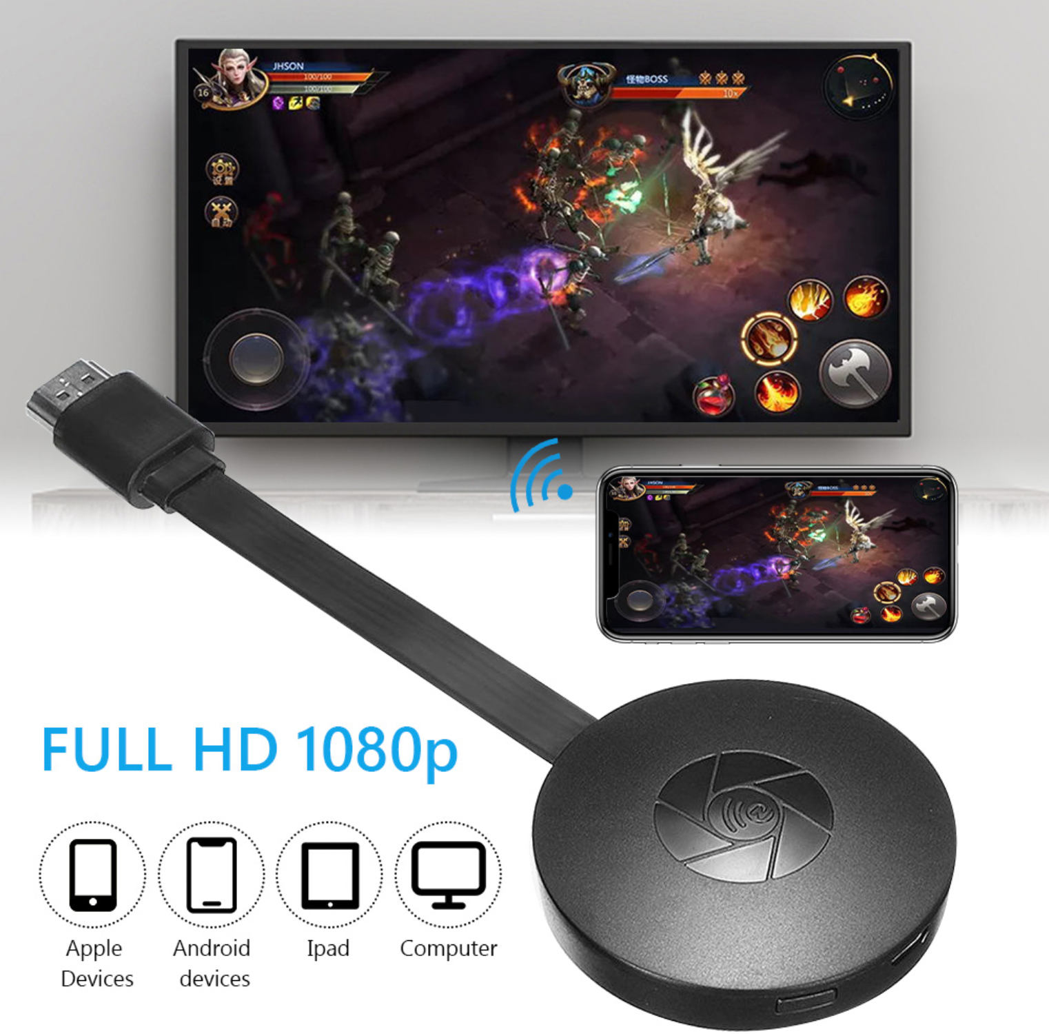 WiFi HDMI Dongle – 1080p Schermspiegeling, Draadloos Streamen & Snelle Installatie