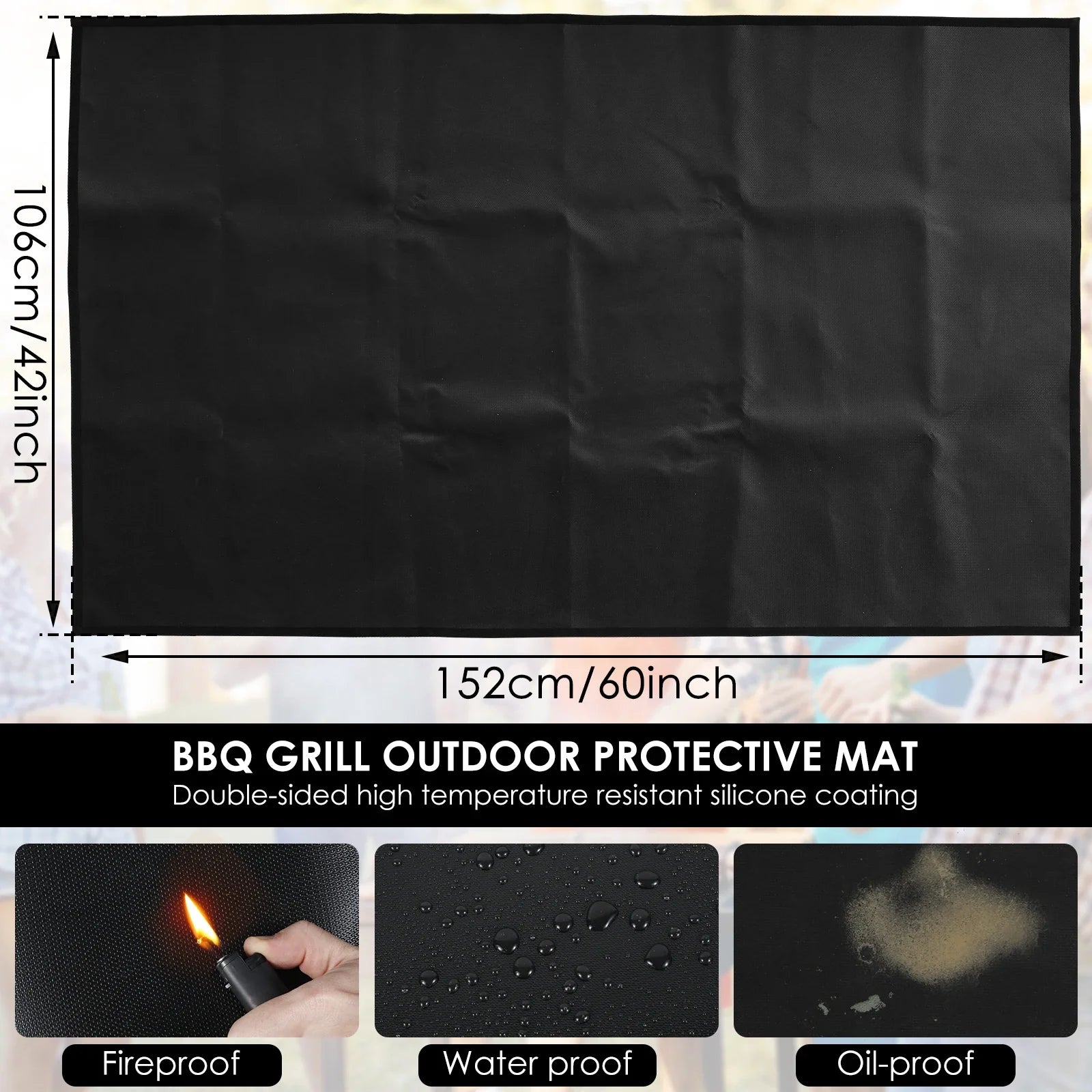 Hittebestendige BBQ-mat voor buitengebruik, waterdicht en herbruikbaar 122x76 cm 6