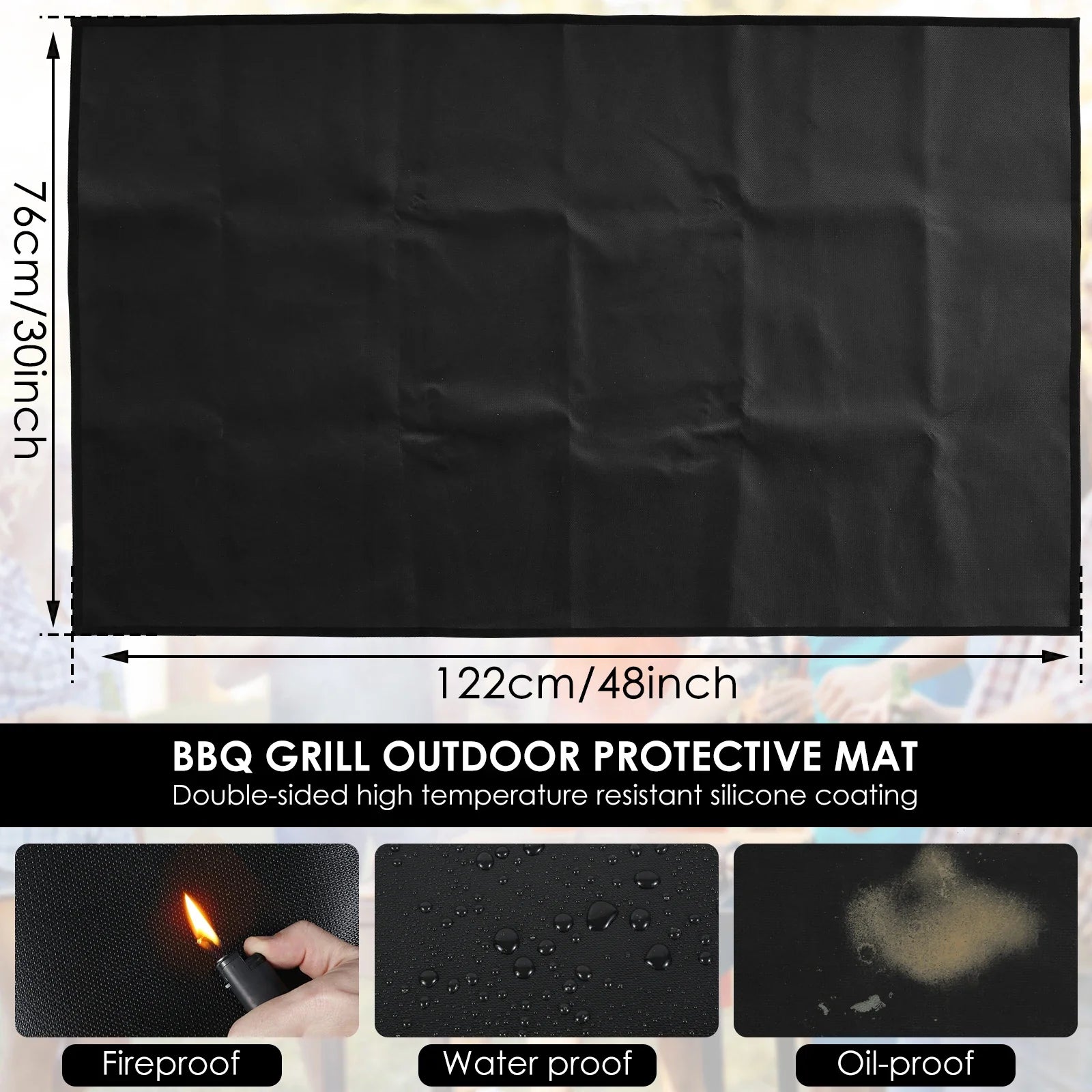 Hittebestendige BBQ-mat voor buitengebruik, waterdicht en herbruikbaar 122x76 cm 7