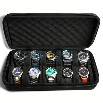 Horlogekoffer – Voor 5 of 10 Horloges met Harde Buitenkant en Handvat 0