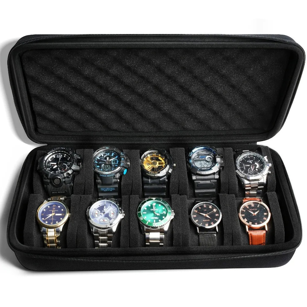 Horlogekoffer – Voor 5 of 10 Horloges met Harde Buitenkant en Handvat 1