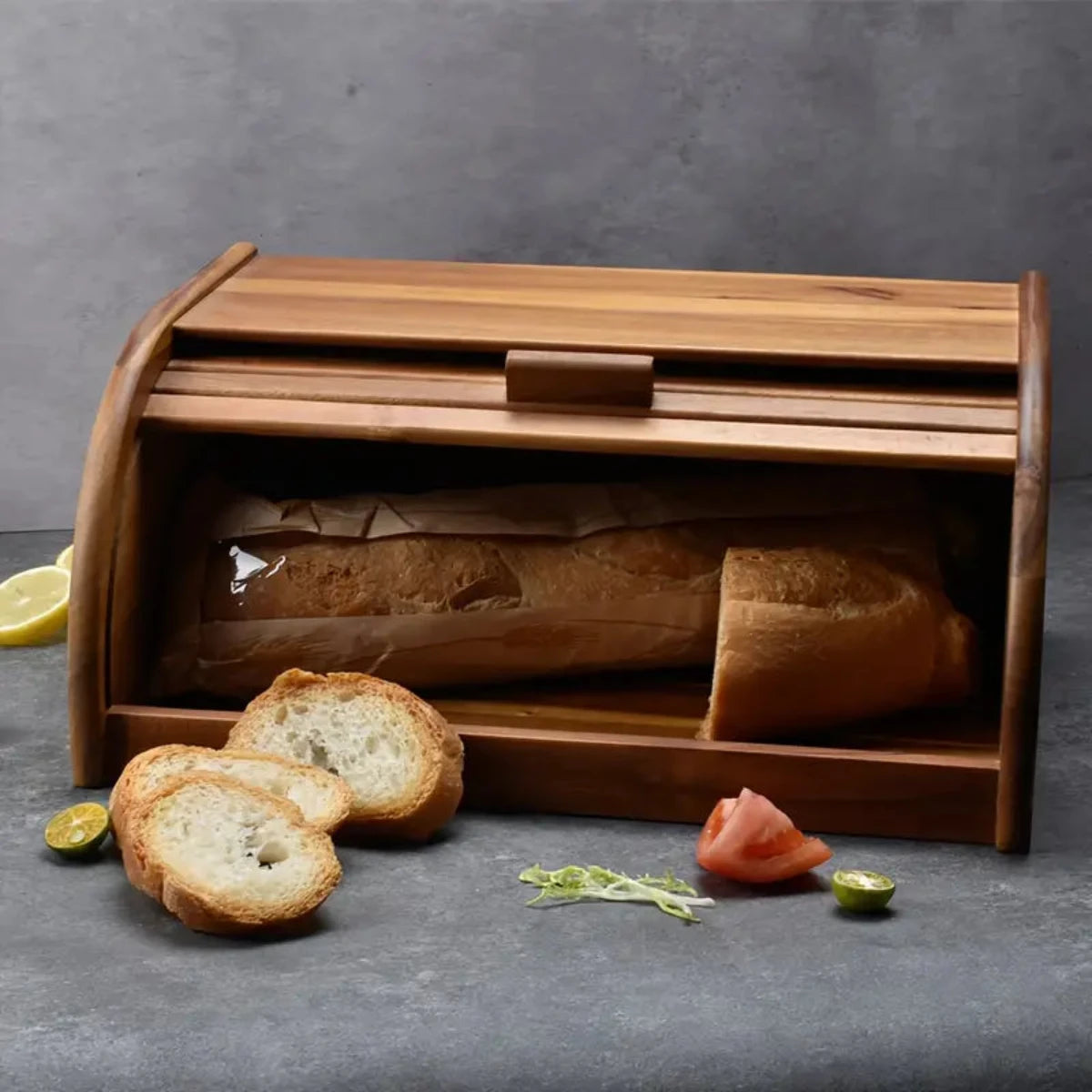 Caixa de pan de madeira Bijoux para a cociña