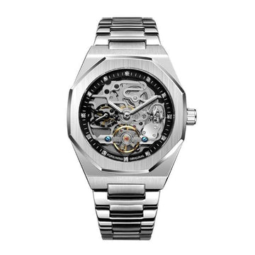 Revalki Reloj Automático Skeleton - Correa de Acero Inoxidable con Movimiento Mecánico Visible