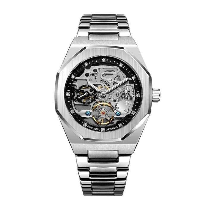 Revalki Reloj Automático Skeleton - Correa de Acero Inoxidable con Movimiento Mecánico Visible