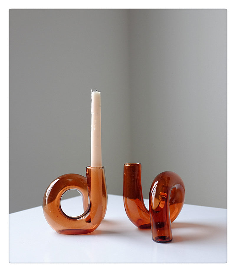 Loopora – Jarrón Hidropónico de Vidrio y Candelabro en Diseño de Bucle