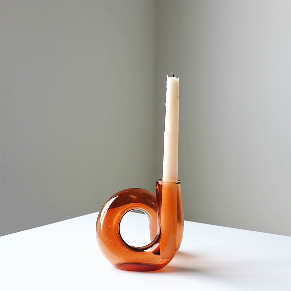 Loopora – Jarrón Hidropónico de Vidrio y Candelabro en Diseño de Bucle