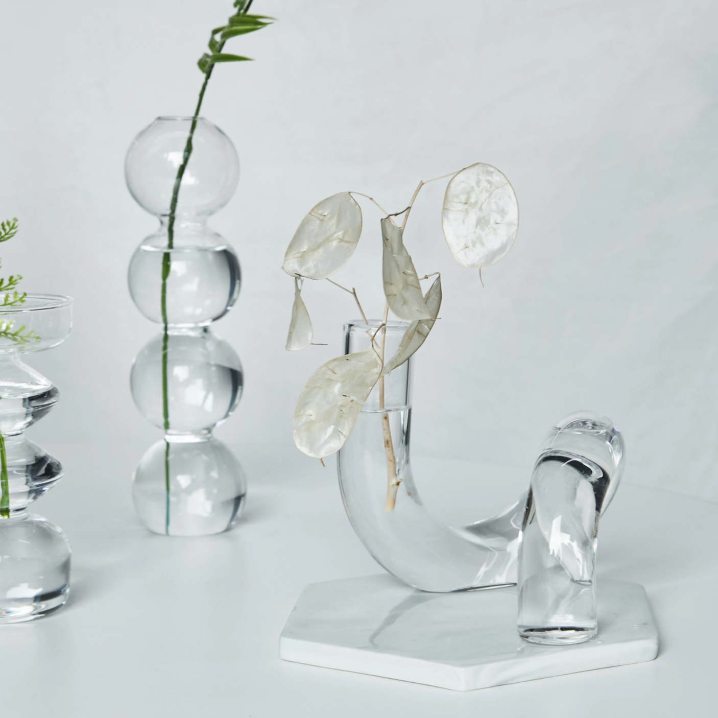 Loopora – Jarrón Hidropónico de Vidrio y Candelabro en Diseño de Bucle