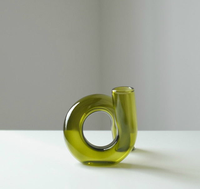 Loopora – Jarrón Hidropónico de Vidrio y Candelabro en Diseño de Bucle