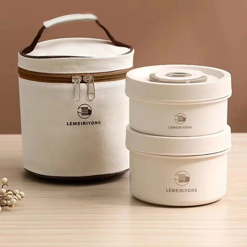 Mealcraft – Conxunto de fiambreras illantes de aceiro inoxidable apilables – traballo e en movemento