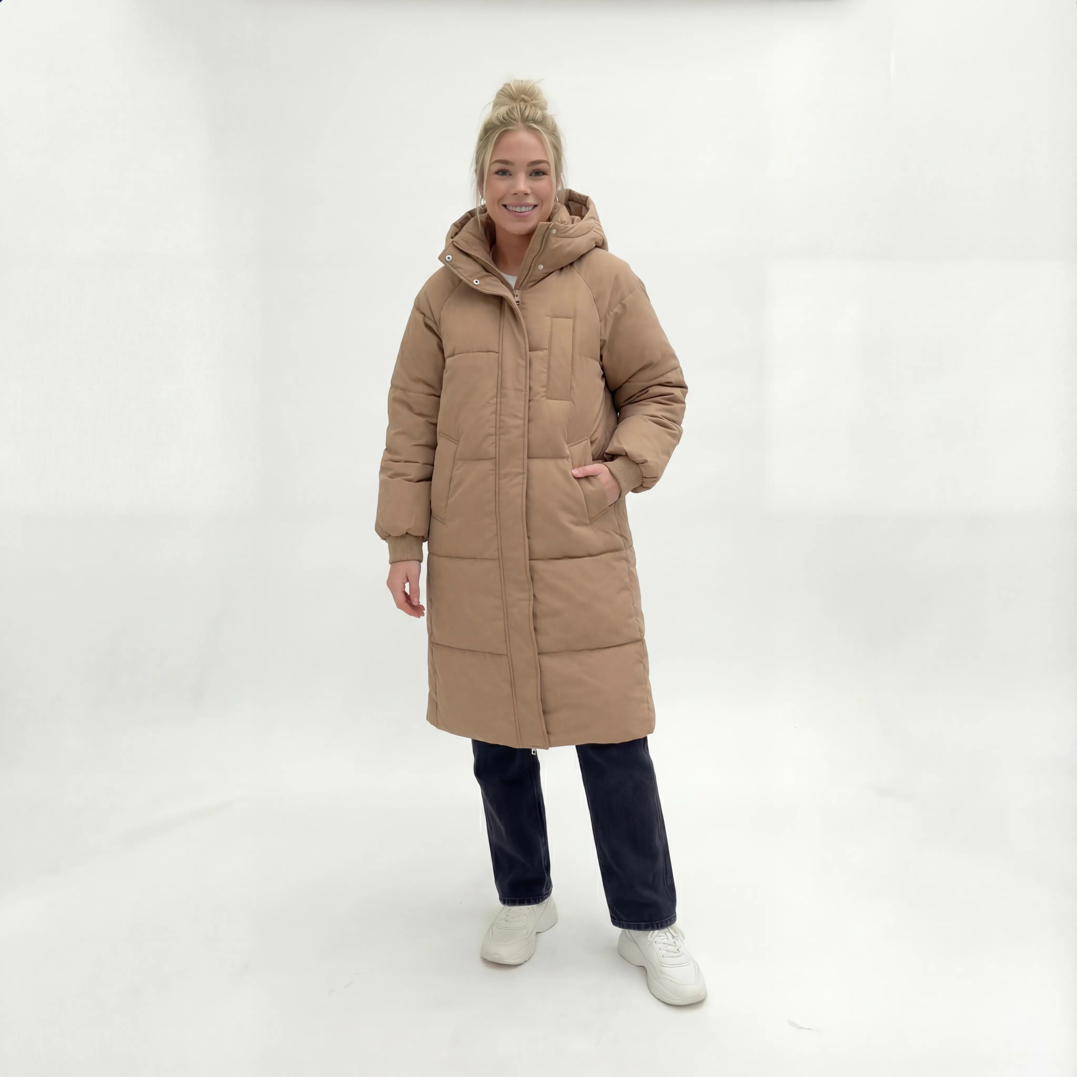 Chaqueta acolchada Lange con capucha – Abrigo de invierno oversized con relleno cálido