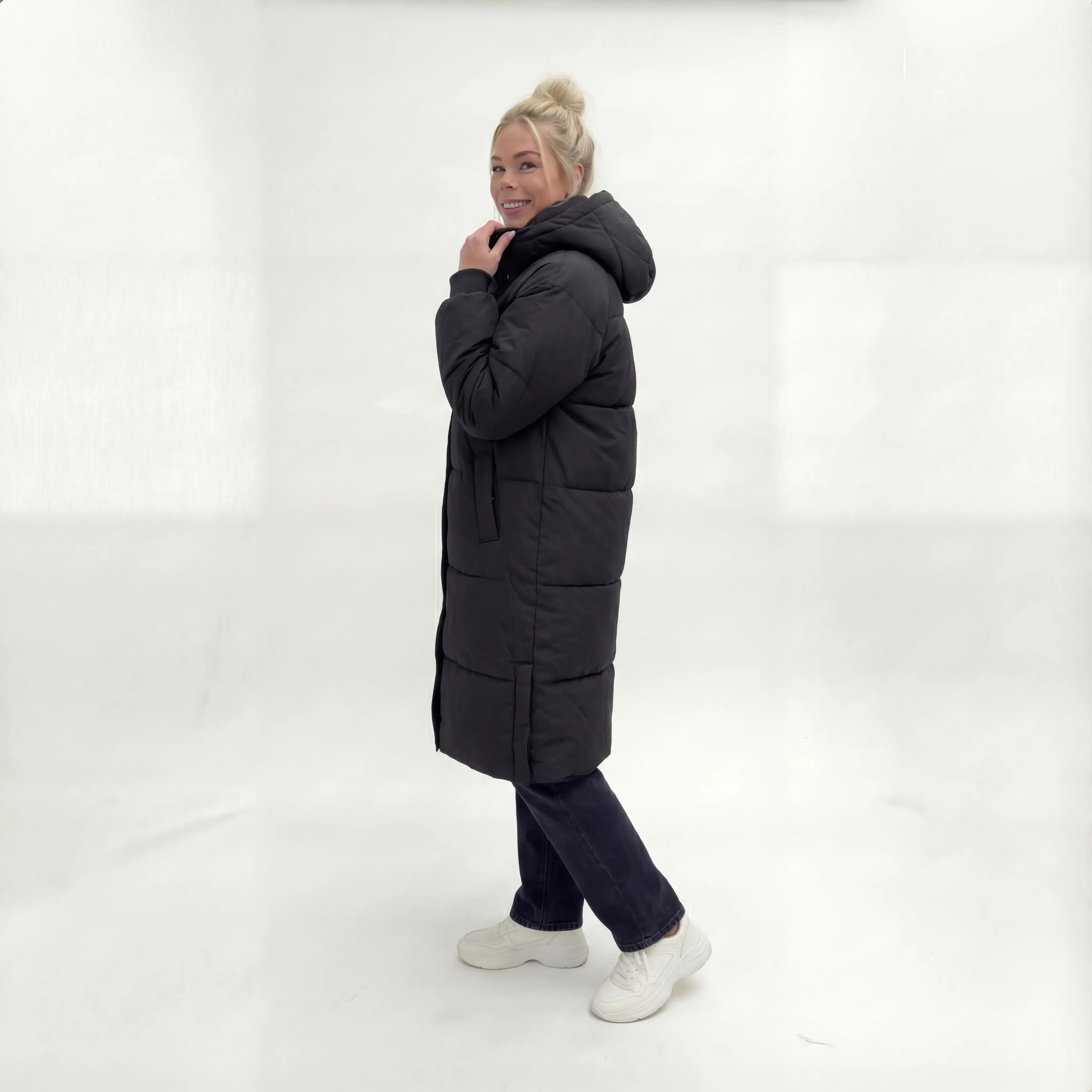 Chaqueta acolchada Lange con capucha – Abrigo de invierno oversized con relleno cálido
