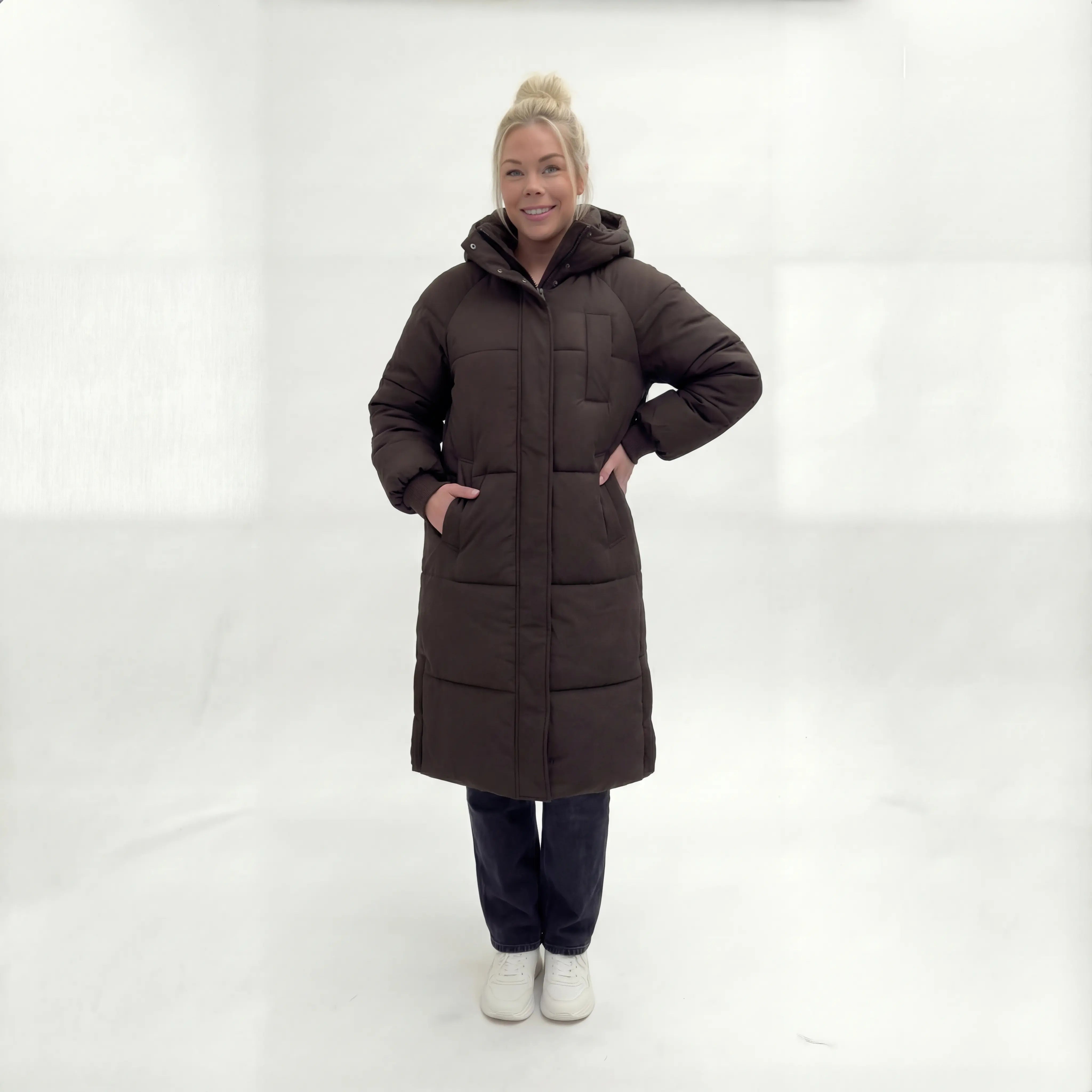 Chaqueta acolchada Lange con capucha – Abrigo de invierno oversized con relleno cálido