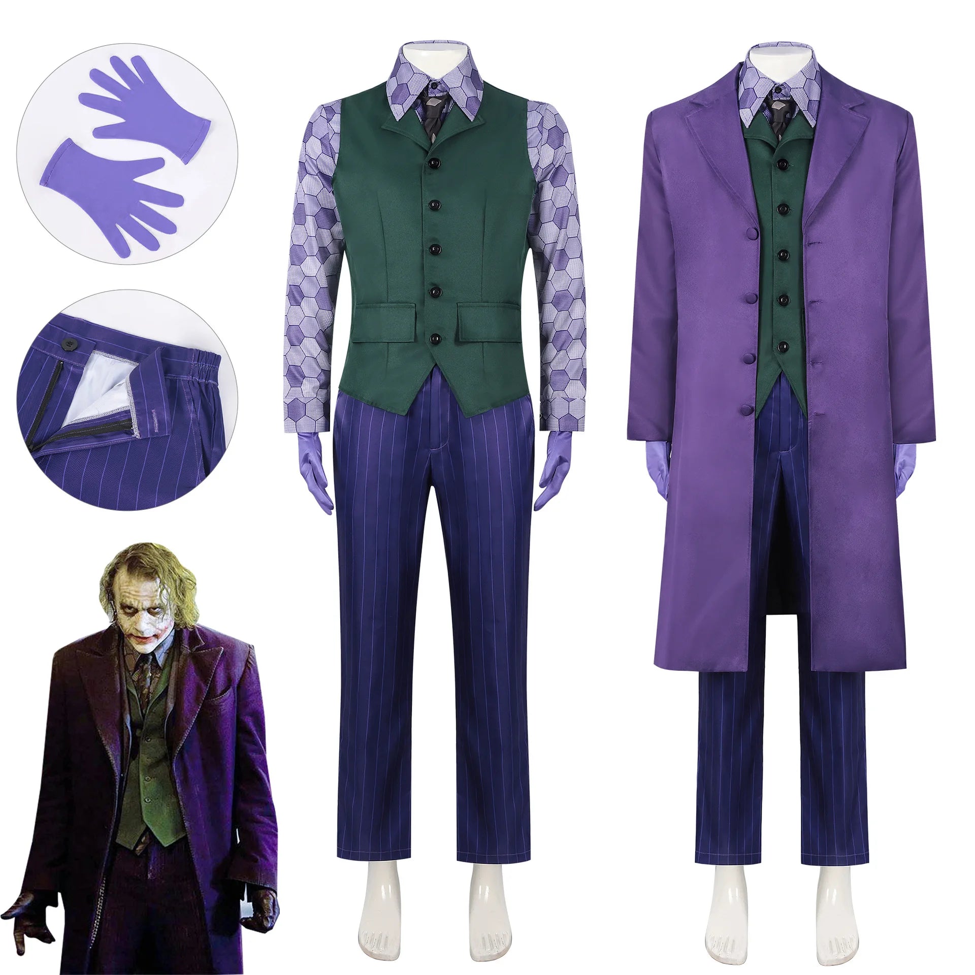 MaskeradeX – Clown Kostuum Volwassenen – Volledige Set met Jas, Vest & Stropdas