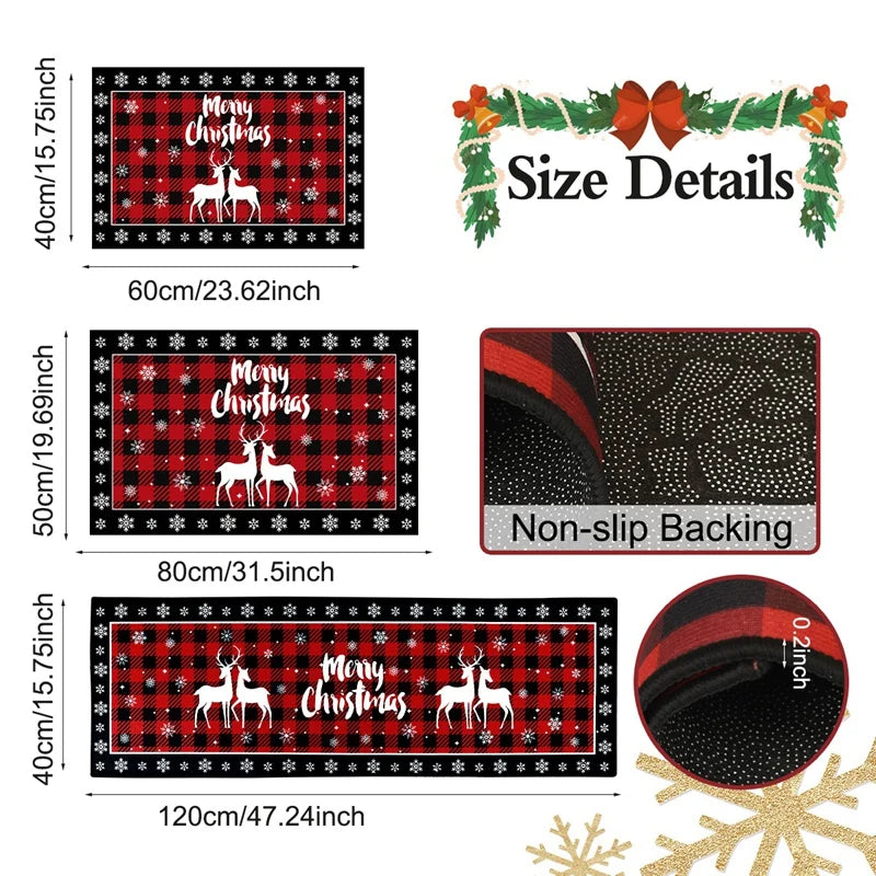 Nordivine Kerstboom vloermat met plaid design – absorberend en antislip