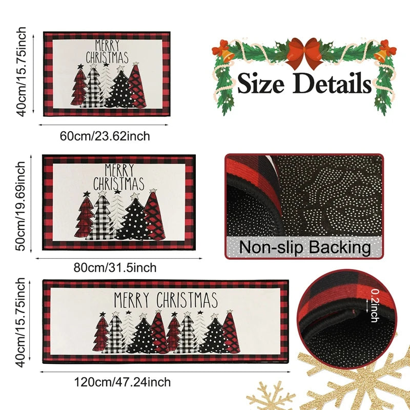 Nordivine Kerstboom vloermat met plaid design – absorberend en antislip