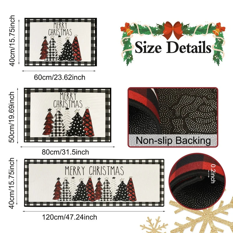 Nordivine Kerstboom vloermat met plaid design – absorberend en antislip