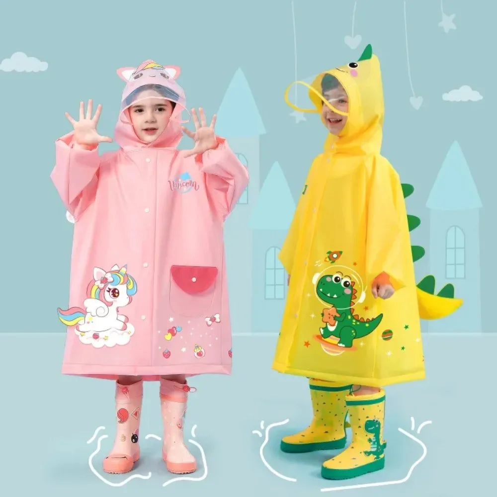 Rainoki – Poncho de chuvia infantil impermeable dinosauro e unicorno – escola e xogo