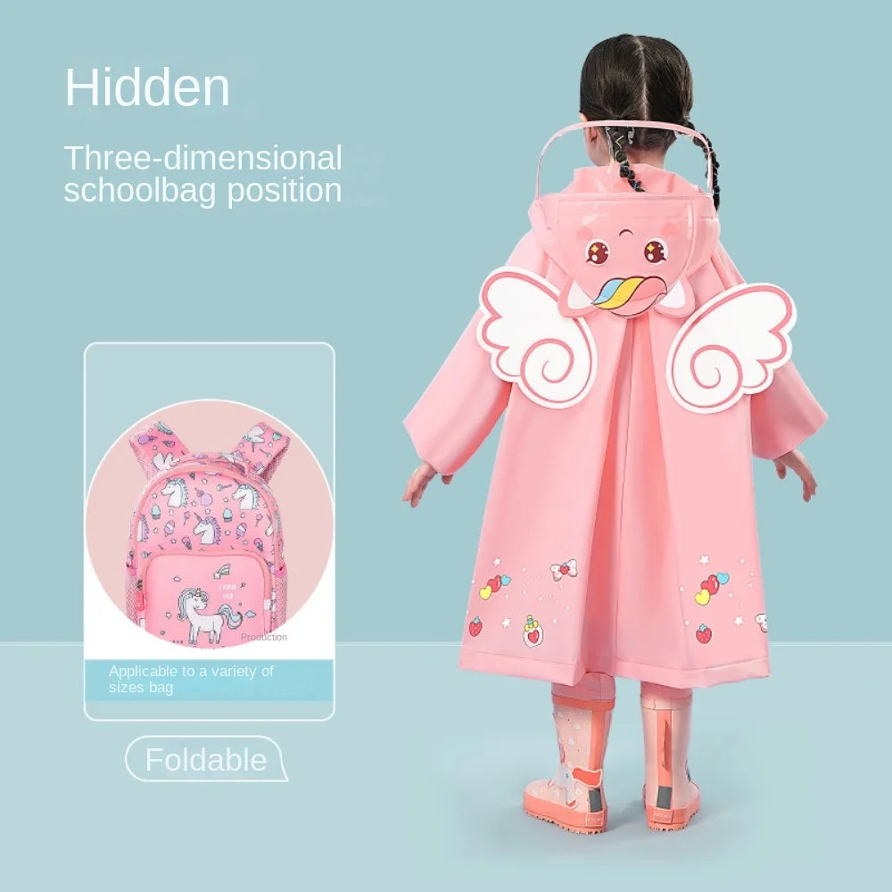 Rainoki – Poncho de chuvia infantil impermeable dinosauro e unicorno – escola e xogo