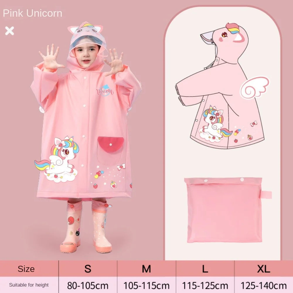 Rainoki – Poncho de chuvia infantil impermeable dinosauro e unicorno – escola e xogo