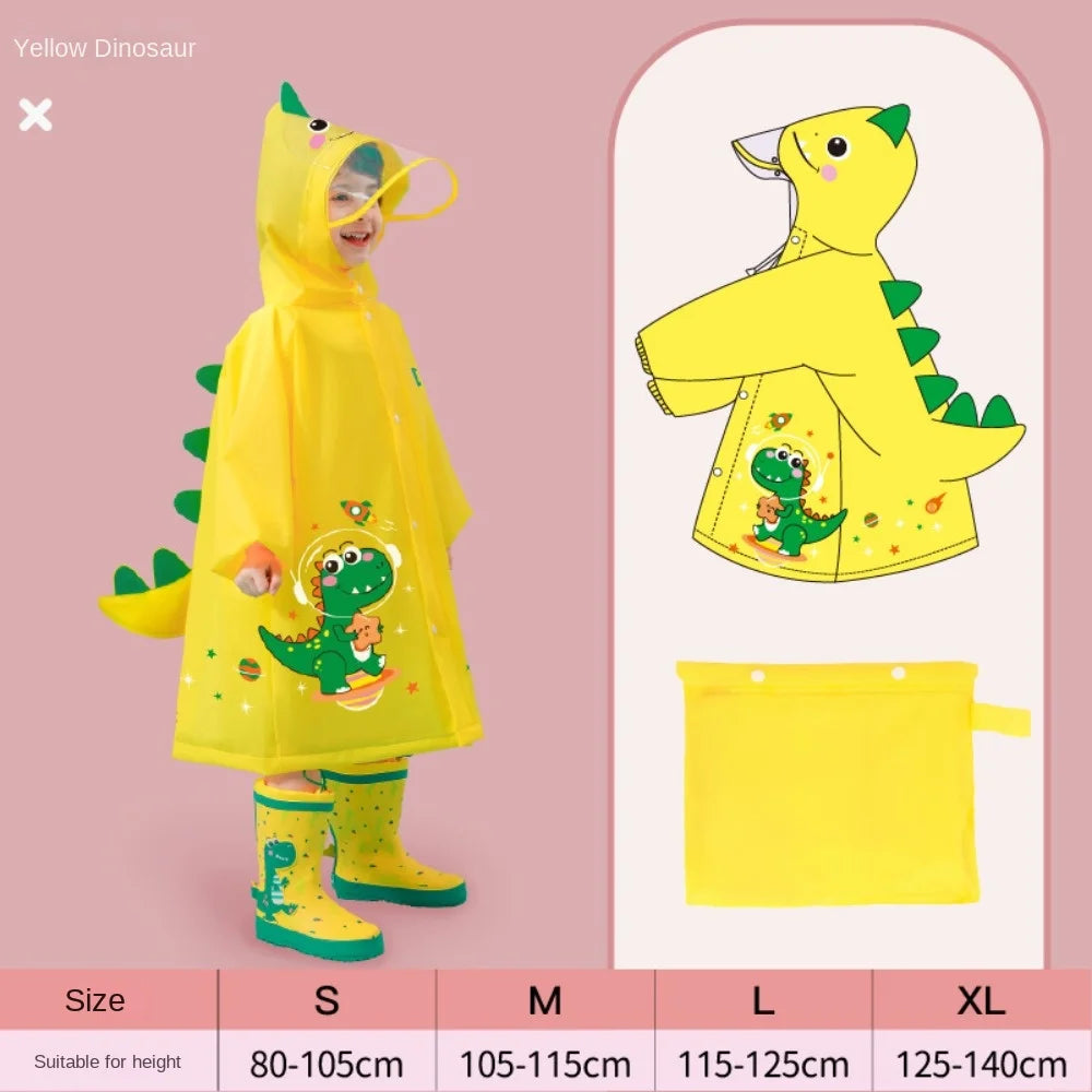Rainoki – Poncho de chuvia infantil impermeable dinosauro e unicorno – escola e xogo