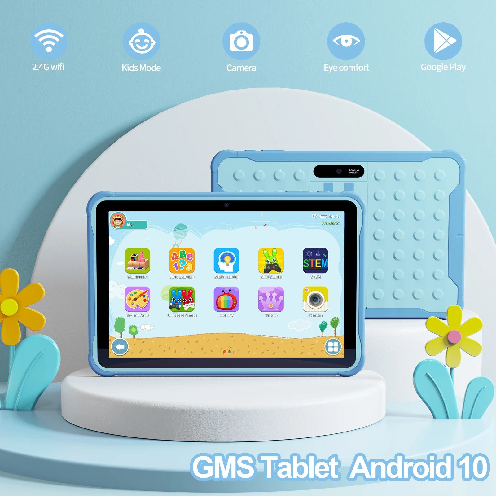 EduTab K10 – Tauleta Infantil 10 polzades Android 13, 64GB amb Funda Protectora