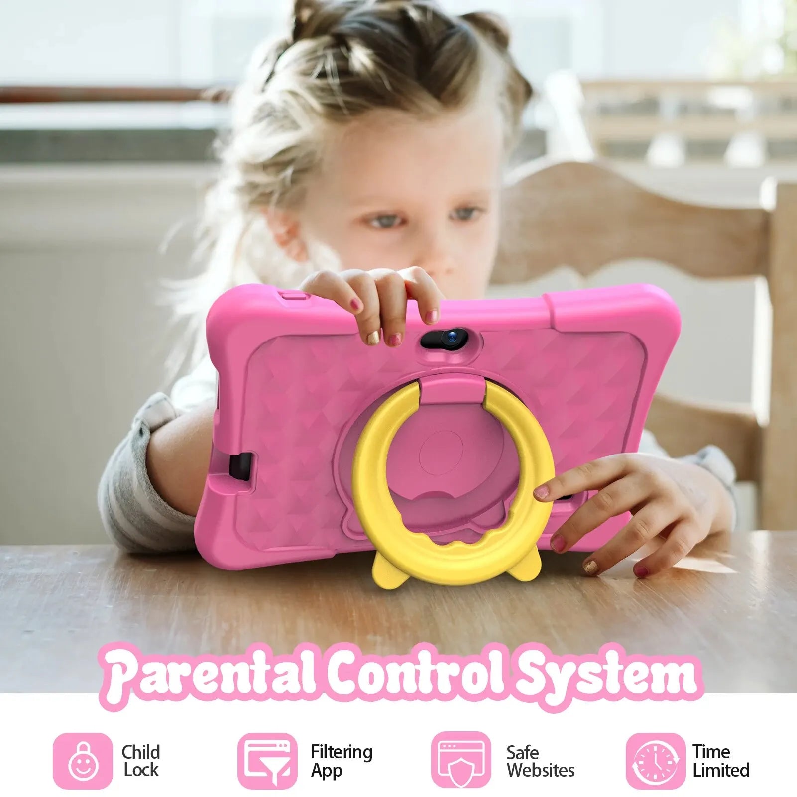 KiddoTab – Tauleta infantil 7 polzades Android 11, 32GB amb càmera dual i funda resistent als cops